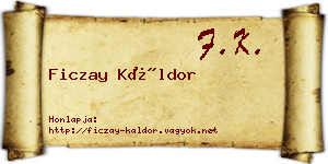 Ficzay Káldor névjegykártya